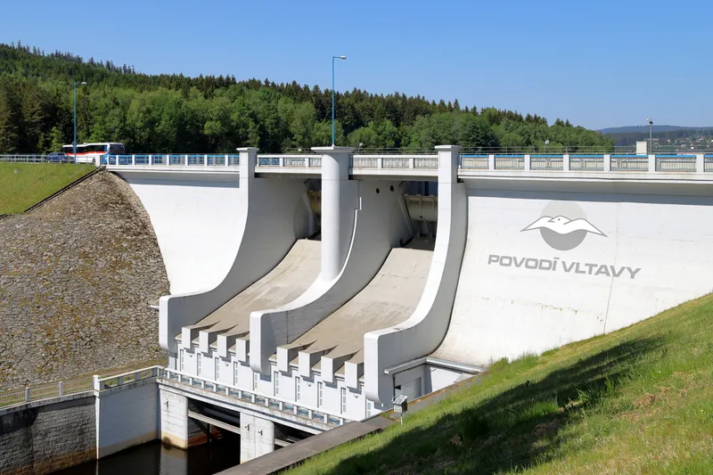 The spillway of the Lipno dam on the Vltava