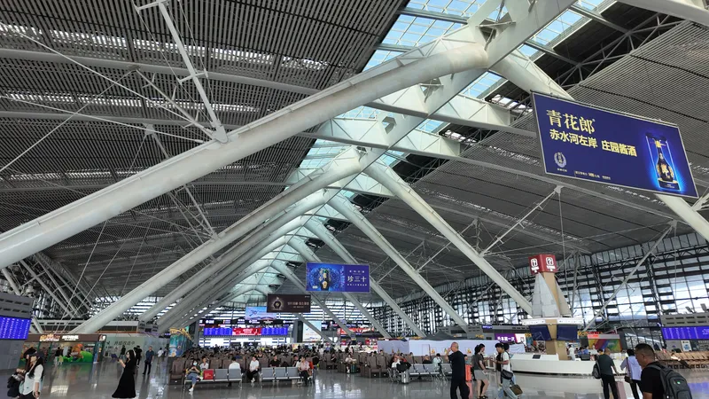 The main departure hall at Qingdao North railway station