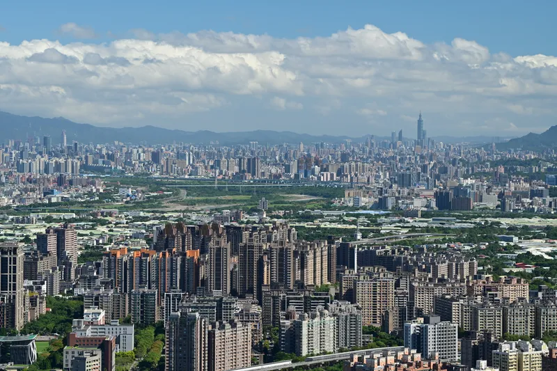The Taipei skyline seen from Yuanshan in Sanxia